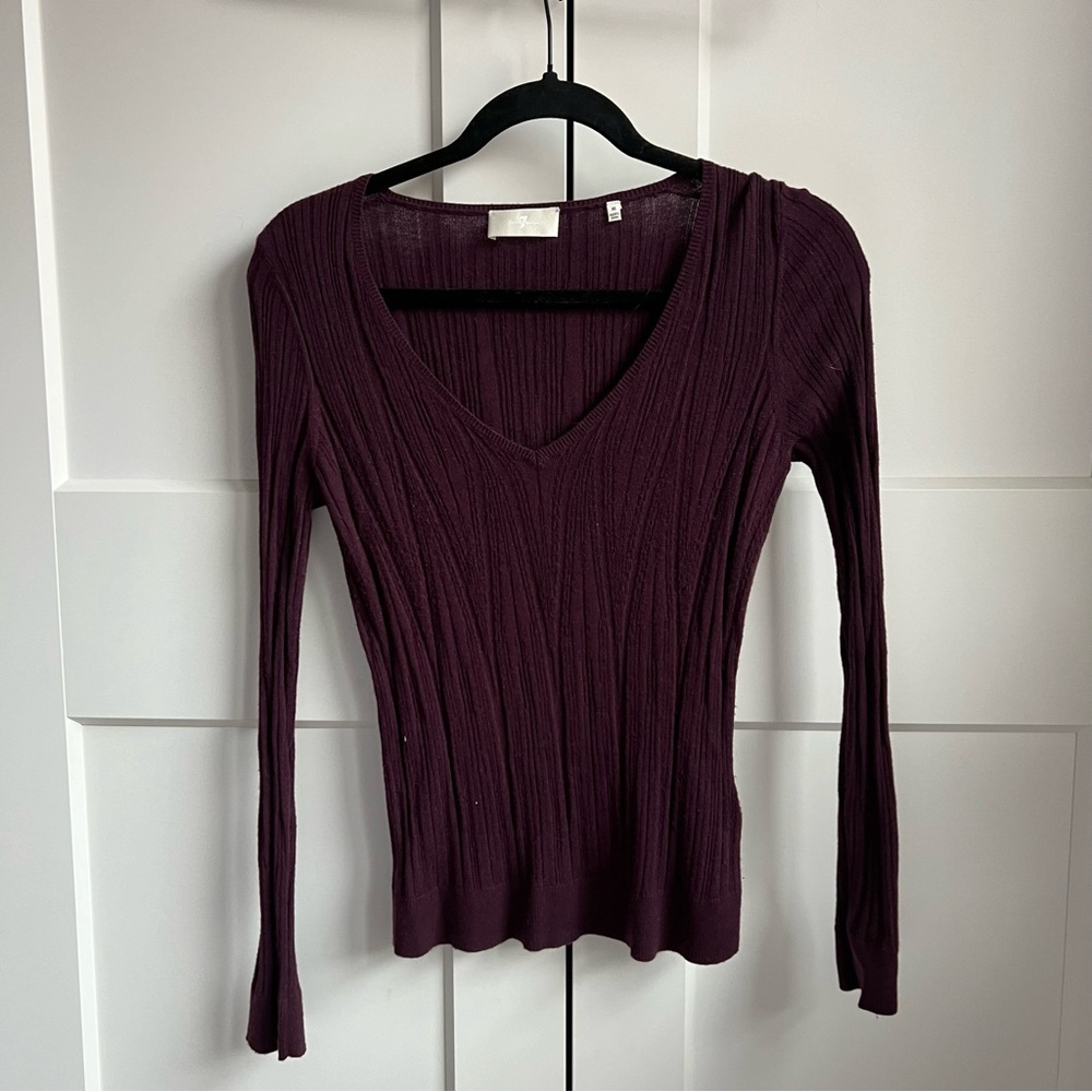 7 FOR ALL MANKIND Burgundy V Neck Sweater